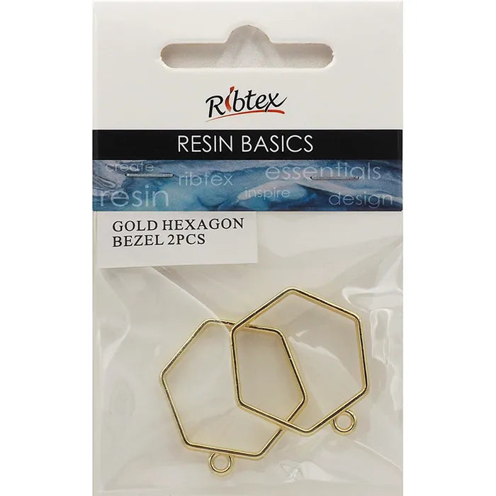 Ribtex UV Resin Bezel Frame Hexagon Pk2 Gold