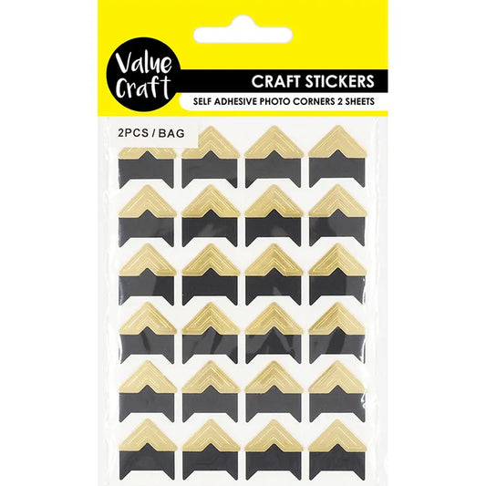Value Craft Photo Corners Gold Pk48