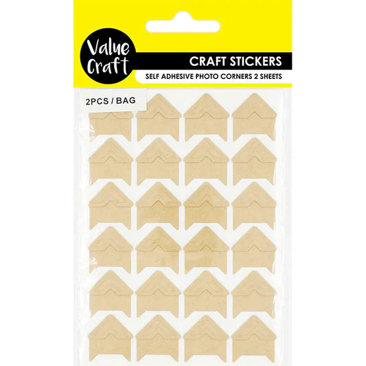 Value Craft Photo Corners Kraft Pk48