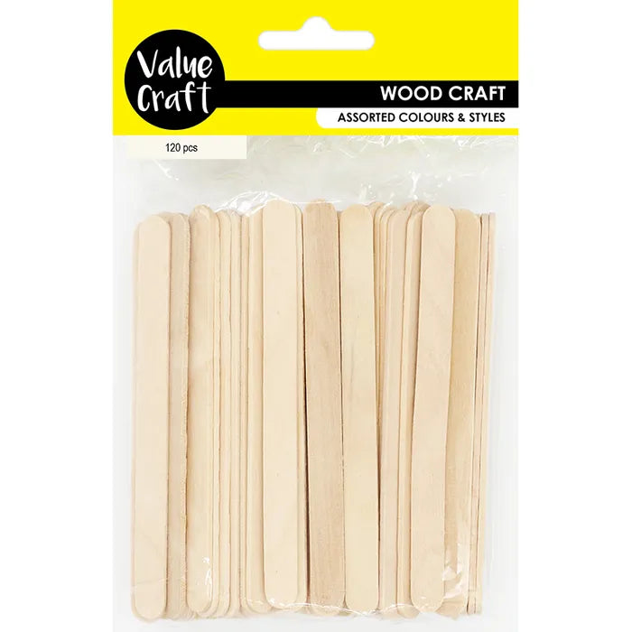 Value Craft Wood Icy Pole Sticks Natural 15cm Pk120