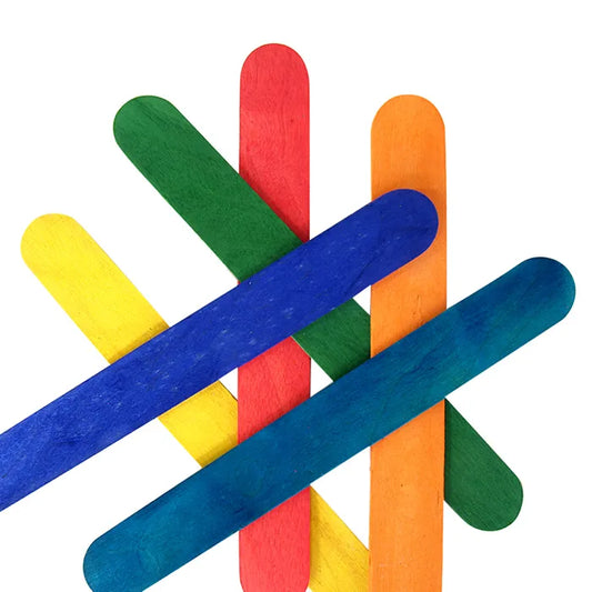 Value Craft Wood Jumbo Icy Pole Sticks Coloured 15cm Pk30